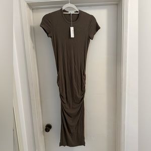 JAMES PERSE ruched bodycon olive dress, size 1, style WJE6035, cut 024840 w tags